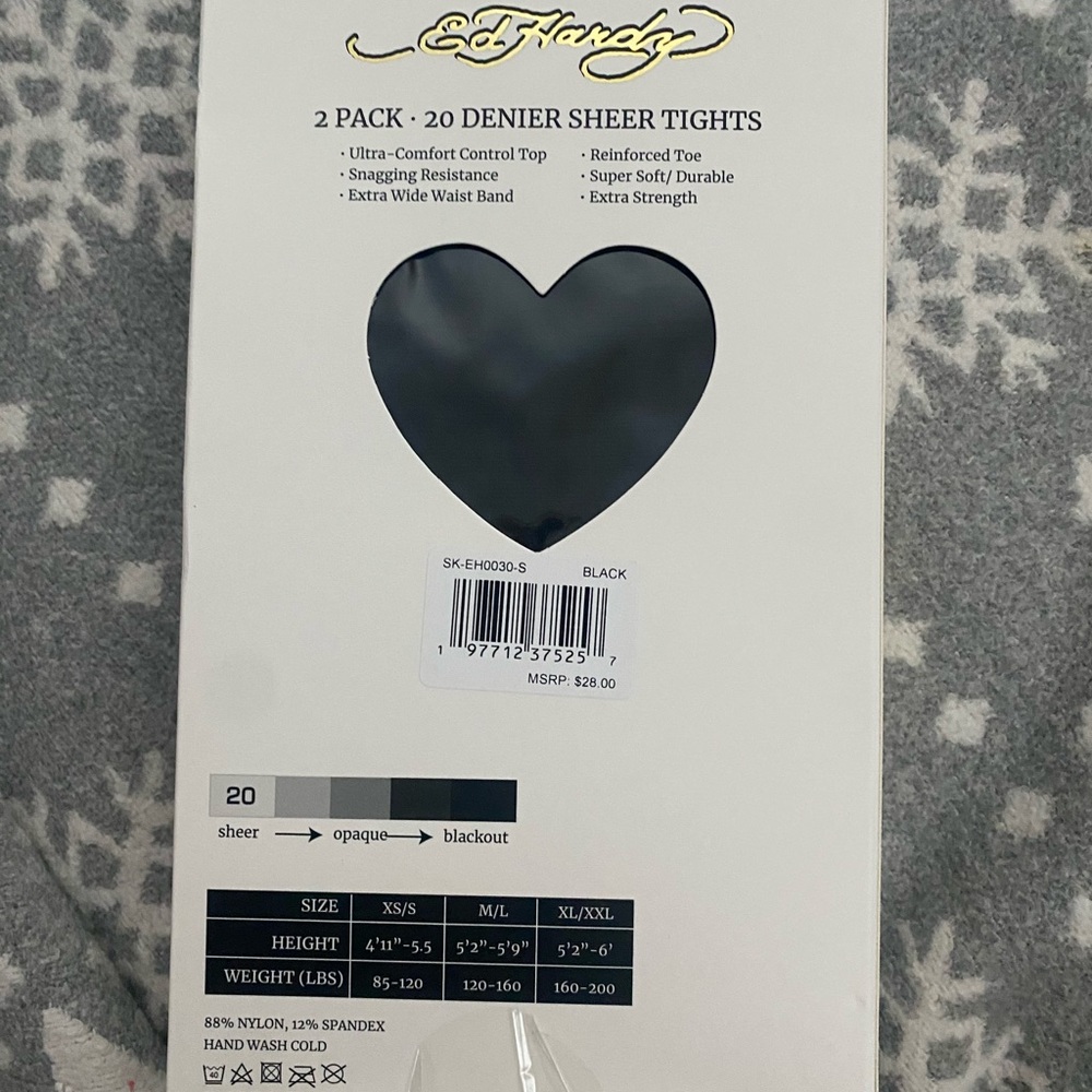 Ed Hardy M/L Black sheet tights
2 pack - Picture 2 of 3